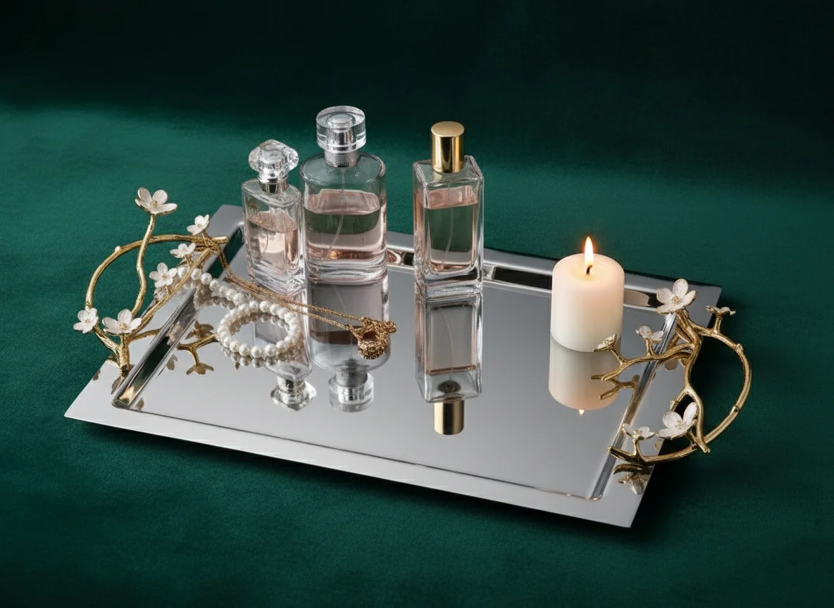 Alaylı metal tepsi konsept