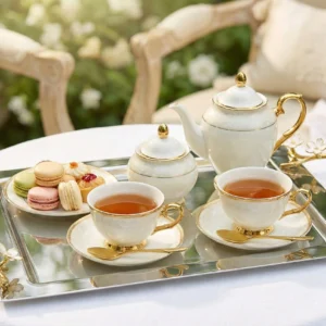 Alaylı metal tepsi konsept