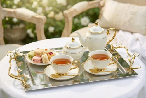 Alaylı metal tepsi konsept