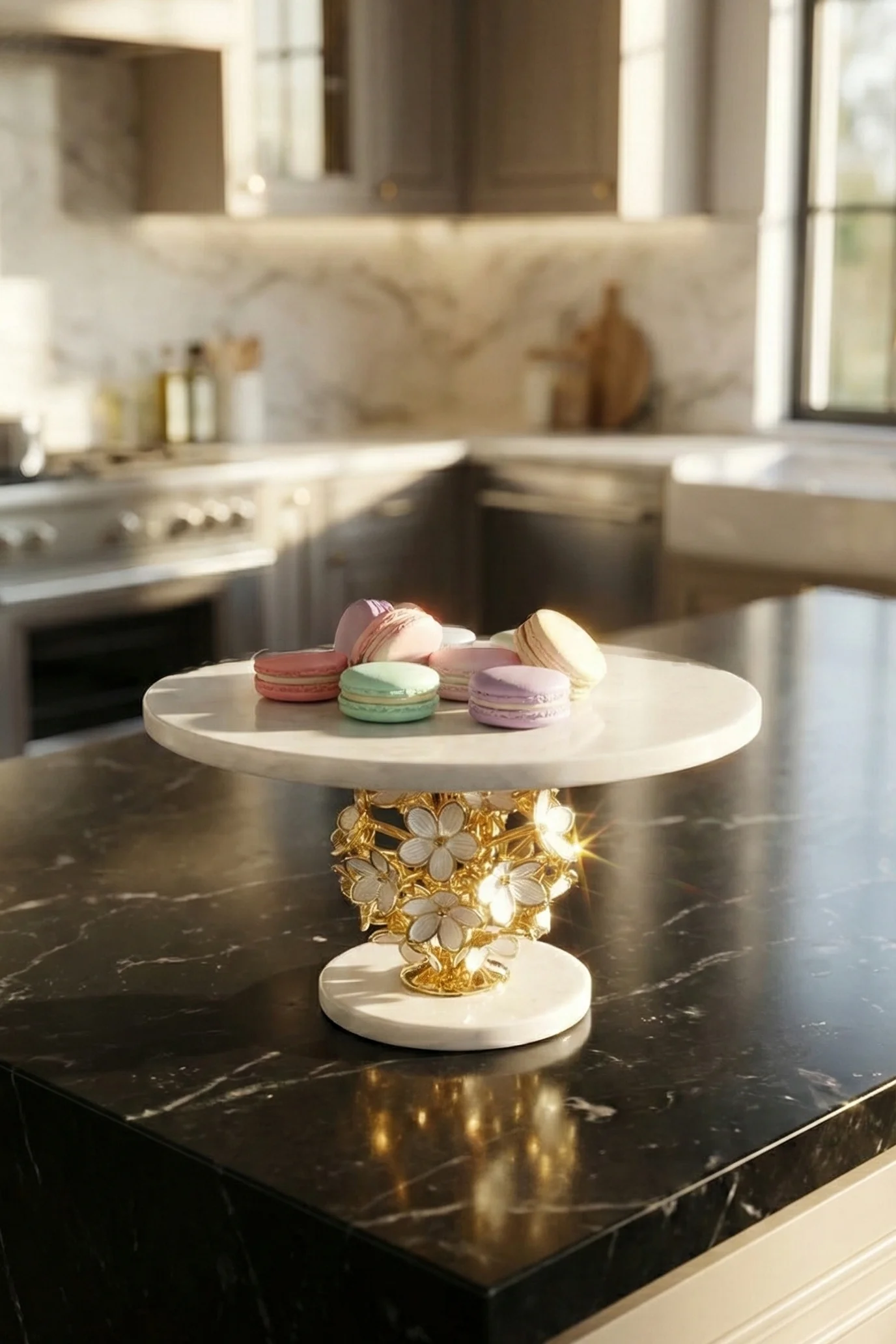 Kiraz Çiçeği Mermer Kek Standı