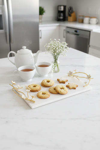 Kiraz çiçeği lüks mermer tepsi