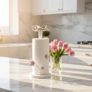 Beyaz şık çiçekli kağıt havluluk (6)