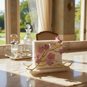 Kiraz Çiçeği Dik Peçetelik gold dış pembe (11)