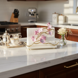 Kiraz Çiçeği Dik Peçetelik gold dış pembe (3)