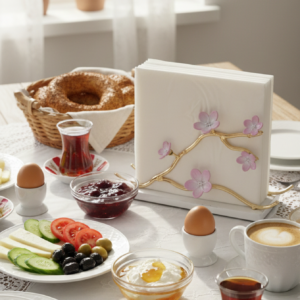 Kiraz Çiçeği Dik Peçetelik gold dış pembe (4)