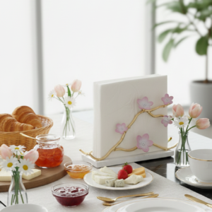 Kiraz Çiçeği Dik Peçetelik gold dış pembe (5)