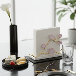 Kiraz Çiçeği Dik Peçetelik gold dış pembe (6)