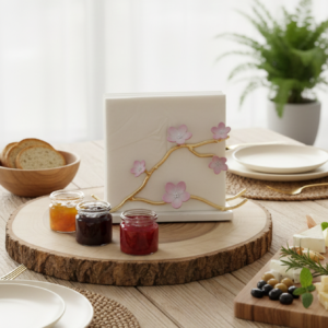 Kiraz Çiçeği Dik Peçetelik gold dış pembe (7)