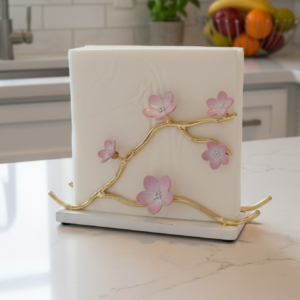 Kiraz Çiçeği Dik Peçetelik gold dış pembe (8)