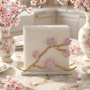 Kiraz Çiçeği Dik Peçetelik gold dış pembe (9)