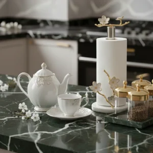 Kiraz Çiçeği Mermer Kağıt Havluluk el yapımı (10a)