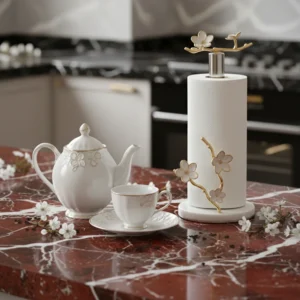 Kiraz Çiçeği Mermer Kağıt Havluluk el yapımı (11)