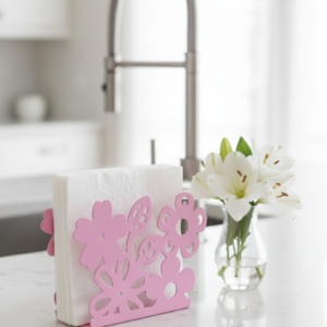 Ferforje Çiçekli Pembe Peçetelik