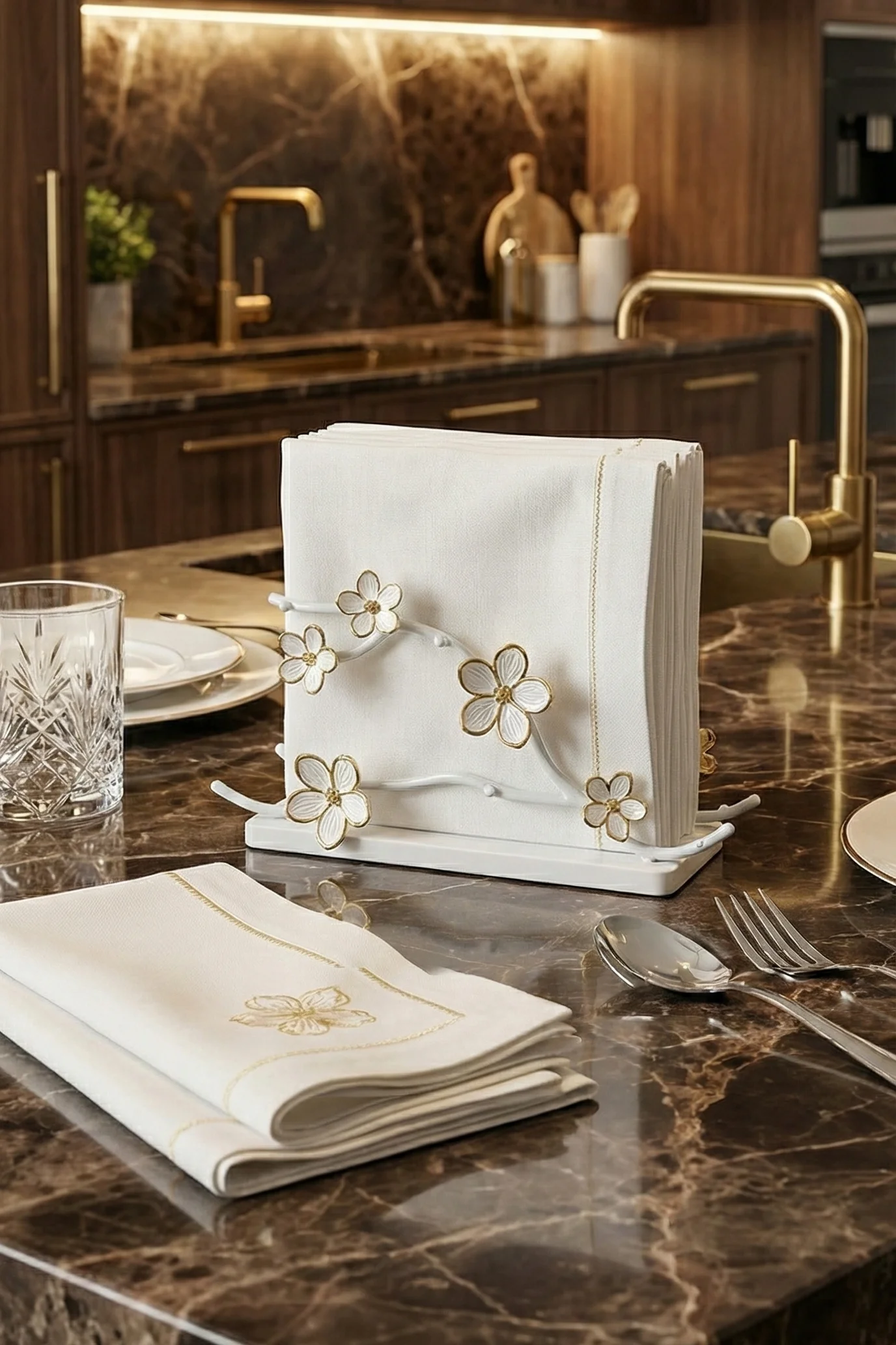 Kiraz çiçeği beyaz peçetelik