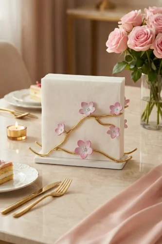 Kiraz çiçeği beyaz peçetelik