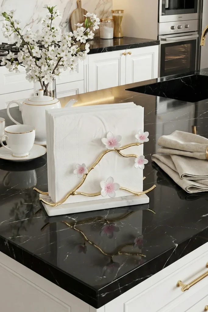 Kiraz çiçeği beyaz peçetelik