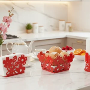 kırmızı ferforje ekmeklik peçetelik havluluk 2