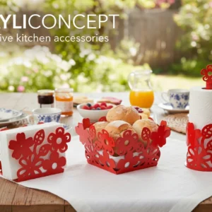 kırmızı ferforje ekmeklik peçetelik havluluk