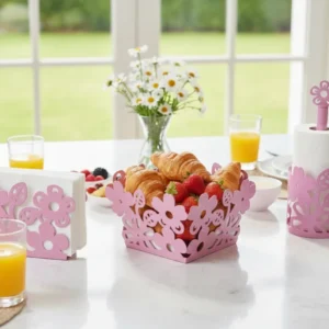 pembe ferforje set ekmeklik peçetelik havluluk