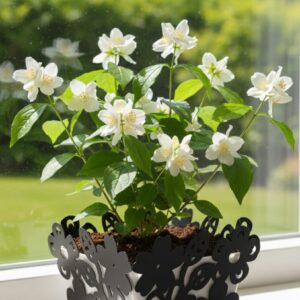 siyah ferforje çiçeklik