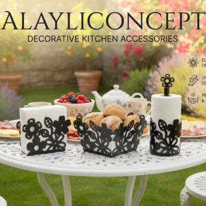 siyah ferforje ekmeklik havluluk peçetelik