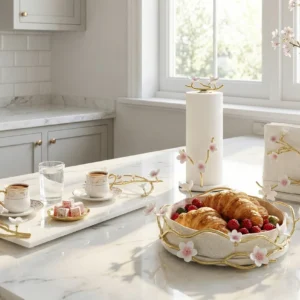 Alaylı Mermer mutfak ürünleri tepsi ekmeklik peçetelik