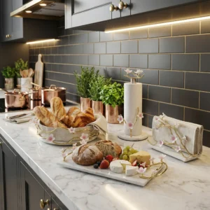 Alaylı Mermer mutfak ürünleri tepsi ekmeklik peçetelik