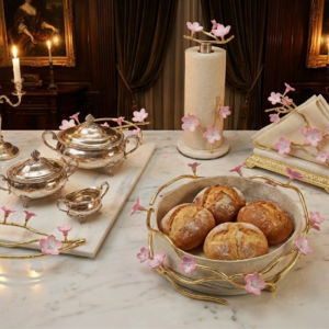 lüks şık ekmek sepeti çiçekli