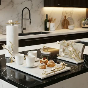 Alaylı Mermer mutfak ürünleri tepsi ekmeklik peçetelik