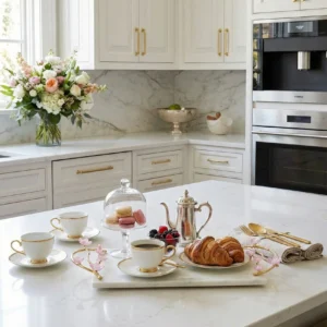 Alaylı mermer altın çiçekli lüks tepsi (4)