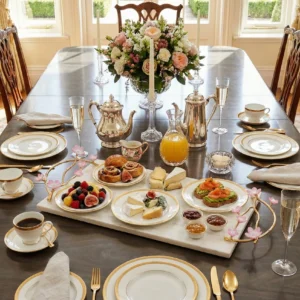 Alaylı mermer altın çiçekli lüks tepsi