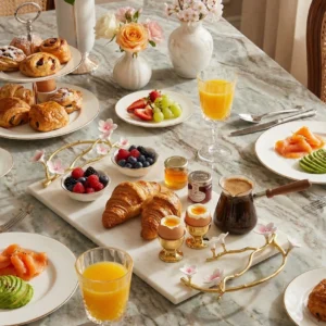 Alaylı mermer altın çiçekli lüks tepsi