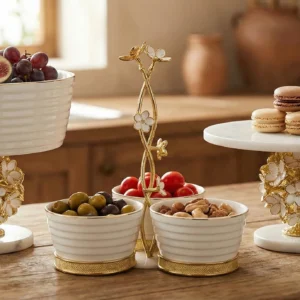 beyaz gold sunumluk çerezlik kek standı