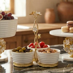 beyaz gold sunumluk çerezlik kek standı