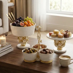beyaz gold sunumluk çerezlik kek standı