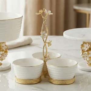 beyaz gold sunumluk çerezlik kek standı