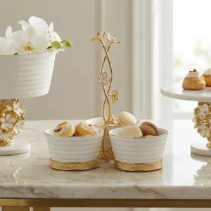 beyaz gold sunumluk çerezlik kek standı